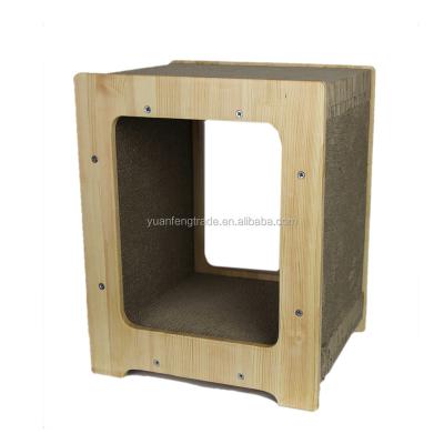 China Breathable Cat Scratcher Cube Shape Corrugated Cardboard Scratching Tunnel And Bed for sale