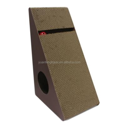 China Viable Large Size Corrugated Cardboard Cat Scratcher Triangle Cat Scratcher for sale