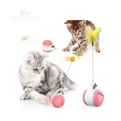 China Cute Viable Pets Cat Tumbler Teaser Toy Feather Wand Ball Catnip Training Anxiety Relief for sale