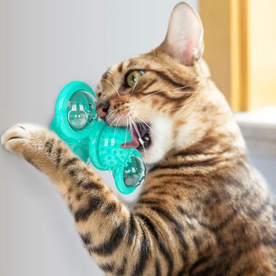 China Viable Popular Toy With Suction Cup Catnip Riddle Toy Pet Cat Scratcher Training Grooming Brush for sale