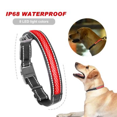 China 8 5 Hours Rechargeable Waterproof Dog LED Collar IP68 Styles Light Up Glow In The Dark USB LED Dog Collar Para Perros Puppy for sale