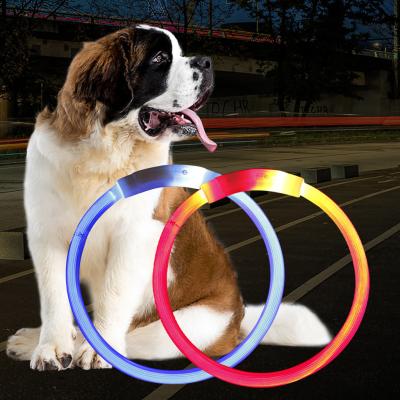 China Safety Reflective Adjustable Night Usb Anti-lost Collars For Small Medium Pets Dogs LED Glowing Rechargeable Dog Collar for sale