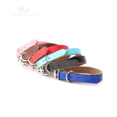 China Adjustable Multi Colors Dog Collar Manufacturer Dog Cow Leather Real Viable Genuine Pure Beef Cowhide Leather Dog Collar for sale