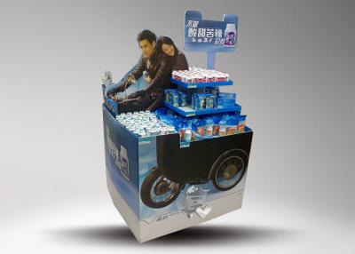 China Chewing gum cardboard pallet display with standee and personalized motorcycle shape for sale