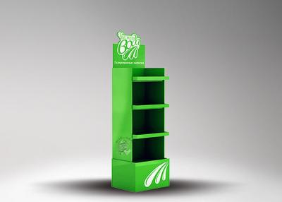 China Four Tiers Cardboard Display Stand , Green Color Retailer Display Rack for sale