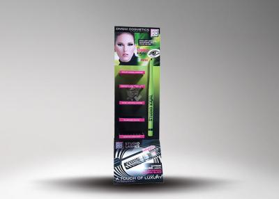 China Colorful Cardboard Floor Shelf Display For Eyeliner Retail ,5-tier Paper Cosmetic Stands With Glossy for sale