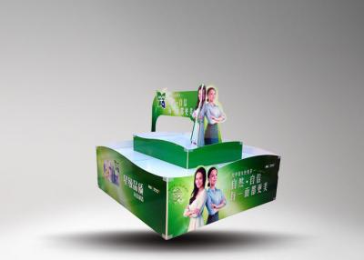 China Grandes suportes de exposição da pálete de Tailer do cartão do tamanho com impressão a cores verde à venda