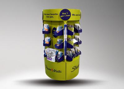 China Green Cardboard Stationery Display Stand Designed for Promotion With Glossy lamination for sale