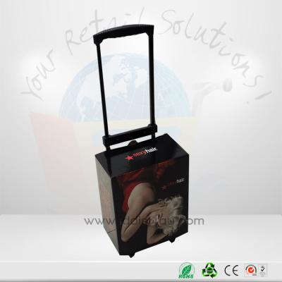 China Glossy Lamination Cardboard Trolley With Handle And Wheels For Exhibition Promotional for sale