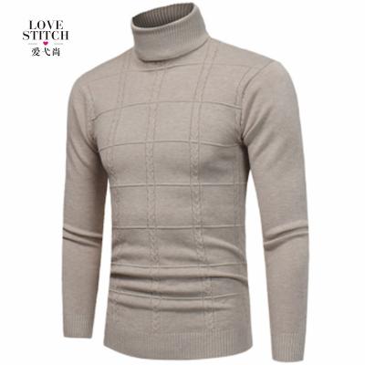 China Wholesale high quality anti-pilling men's pure color pullover sweater with high collar for sale