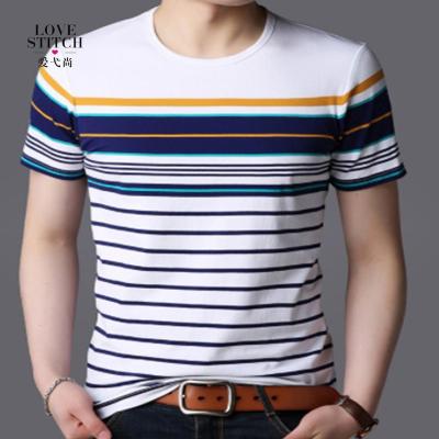 China Factory supply Guangzhou anti-pilling OEM good quality custom hot sales style men's stripe T-shirt for sale