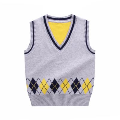 China New Design Anti-wrinkle Baby Boy Clothes Sleeveless V-Neck Sweater For Kids for sale