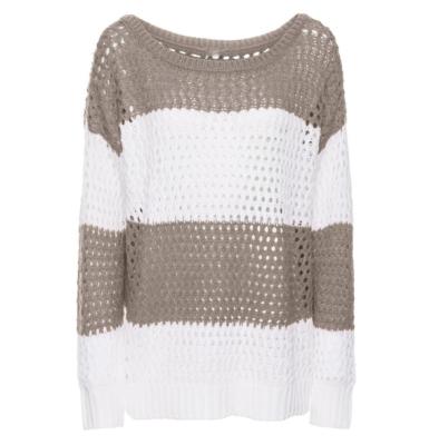 China Wholesale Custom Women's Hollow Out Anti-Wrinkle Style Thin Knit Long Sleeve O-Neck Pullovers Sweater for sale