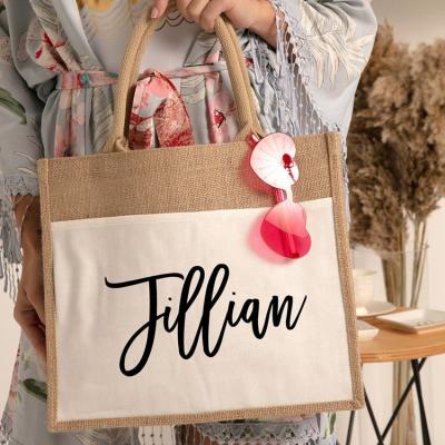 China 100% Eco Friendly Promotional Wedding Jute Gift Wrapping Jute Gift Bags Custom Print Jute Beach Jute Christmas Beach Logo for sale