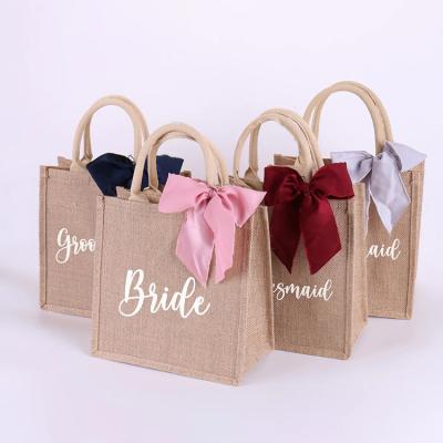 China 100% Personalized Eco-Friendly Bridesmaid Jute Beach Tote Bags With Name Bridesmaid for sale