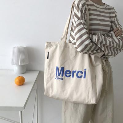 China Custom Made Durable Printed Recycle Simple Organic Cotton Canvas Tote Bag Bulk Large Reusable Shopping Bag With Logo for sale