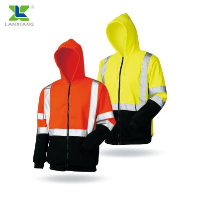 China LX902 High Visibility Reflective Fleece Safety Jacket Breathable for sale