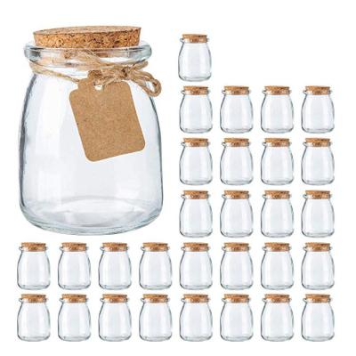 China 100ml daily life empty high quality clear glass mini spice storage jar with bamboo cork lid for sale