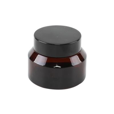 China Hot Sale Classic Design Brown Glass Cosmetic Glass Jar Luxury Custom Big Cosmetic Packaging Glass Jar for sale