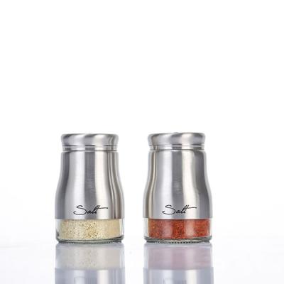 China Modern Factory Direct Selling Kitchen Seasoning Jar Stainless Glass Seasoning Sprinkler Bottle for sale