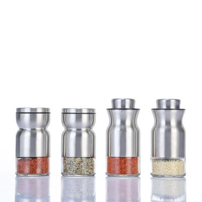 China 140ml Modern Kitchen Salt Sugar Cumin Spice Pepper Shaker Jar Condiment Glass Bottle for sale