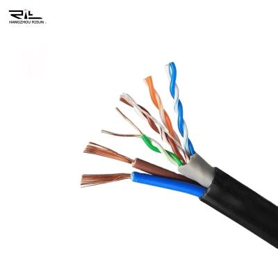 China Outdoor CU CCA 23awg cat6 lan cable with copper 2C power wires outdoor siamese cable for sale