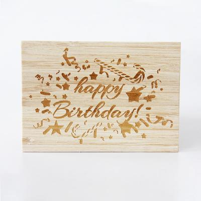 China Europe Laser Cut Bamboo Birthday Greeting Cards for sale