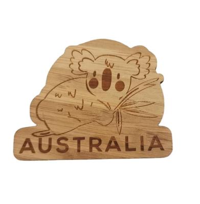 China China Customized Promotional Bamboo Wooden Laser Souvenir Fridge Magnet for sale