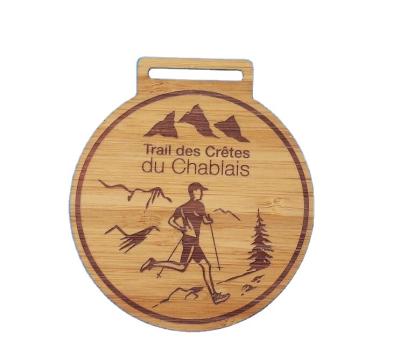 China Custom Europe Laser Engraving / Printing Bamboo Wooden Medal for sale