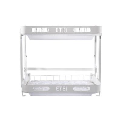 China Sustainable Hot Sell 2 Tier Dish Rack with Removable Large Separable White Plate Rack Multifunction Kitchen Organizer Rack for sale