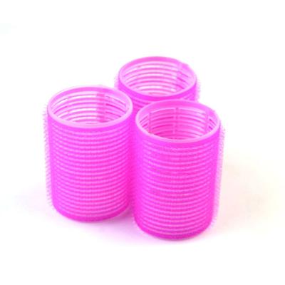 China DIY Plastic Hairdressing Tools Small 6.4CM 4.8Cm 3.2cm Medium Individual Laege Handle Holding Roller Set Plastic Nylon Loop Hair Rollers for sale