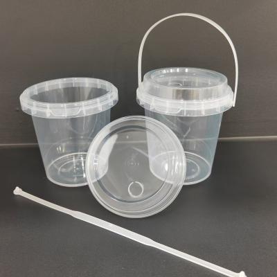 China With Handle Disposable Plastic Drinking Cup Injection PP Material 700ml 1000ml Bucket Boba Milk Tea Cup With Handle for sale