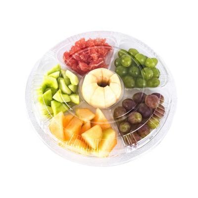 China Disposable Freshness Preservation Round 6 Compartment Plastic Fruit Food Packaging Box Container for sale