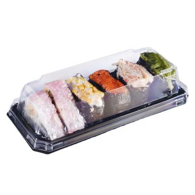 China New Arrival Disposable Sushi Take Out Container Clear Sushi Tray With Lid for sale