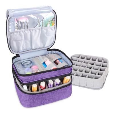 China Fashion Hot Sale Cosmetic Bag Nail Polish Carry Case Holds 30 Bottles Double-Layer Essential Oil Tote Bag For Manicure Tools for sale