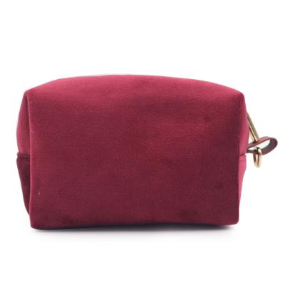 China Fashion Wholesale Personalized High Quality Custom Cosmetic Bag Pouch Women Velvet Red Make Up Bags for sale