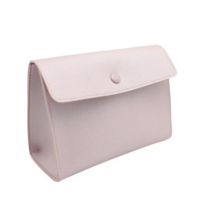 China Fashion BSCI Factory PU Leather Cosmetic Bag Clutch Waterproof Portable Organizer Makeup Bag Pink for sale