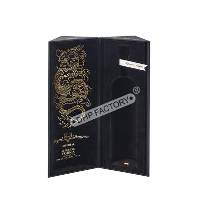 China Dragon Engraved Wine Packaging Box With Velvet Flocking Insert for sale