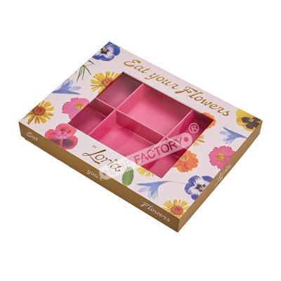 China Premium Printed Chocolate Boxes With Removable Tray And Transparent Pvc Viewing Window for sale