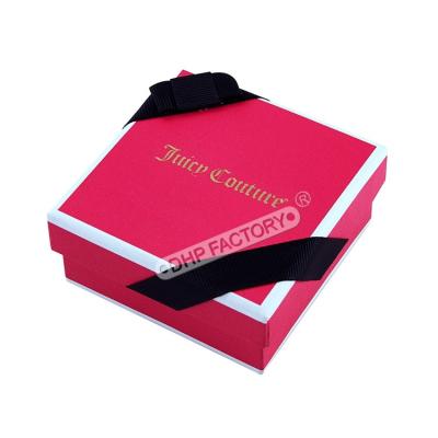 China 2 Piece Custom Paper Jewelry Boxes  Cardboard Jewelry Boxes With Black Ribbon for sale