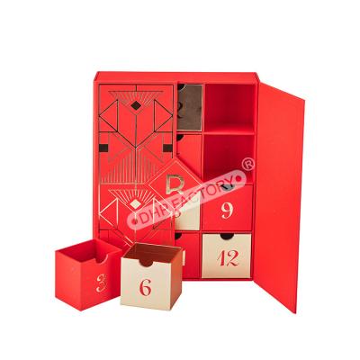 China High End Advent Calendar Gift Box Packaging With 12 Drawers For Holiday for sale