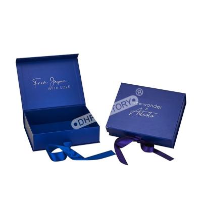 China Coated Elegant Rigid Presentation Gift Boxes With Ribbon For Corporate Gifts for sale