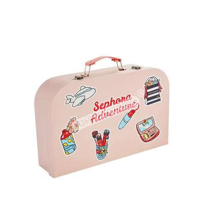 China Exquisite Decorative Cardboard Suitcase Boxes With Pu Handle For Gifts And Toys for sale