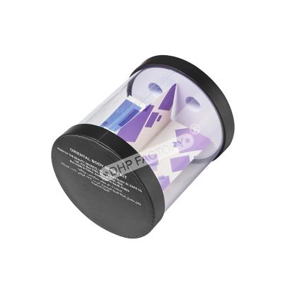 China Plastic Round Box Round Gift Box With Paper Lid For Skincare Products for sale