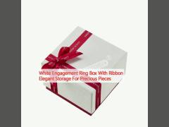 White Engagement Ring Box With Ribbon Elegant Storage For Precious Pieces