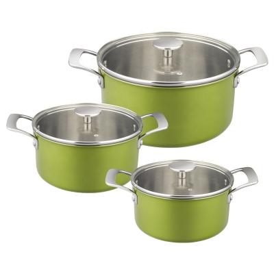 China Sustainable High Quality 316 Stainless Steel Cookware Eco-Friendly Sleek Material Triple Sets for sale