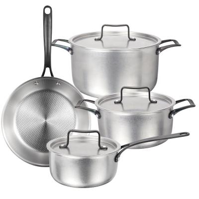 China Sustainable Wholesale Customization 7 Pcs Induction Cookware 3 Ply Stainless Steel Pots And Pans Cooking Set for sale