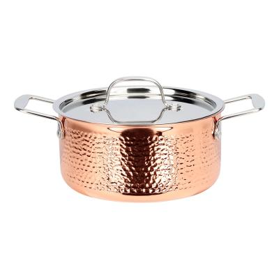 China Viable Wholesale Customization Pots and Pans Stainless Steel Copper Casserole Triple for sale