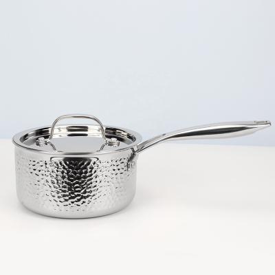 China Sustainable High Quality 1.5 Quart Home Restaurant Cooking Stainless Steel Noodle Triple Cooking Pot Milk Pot Sauce Pan for sale