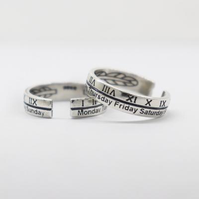 China Adjustable Size Unisex Silver Roman Numeral Ring TRENDY Party Ring Vintage Engraving Roman Numerals for sale